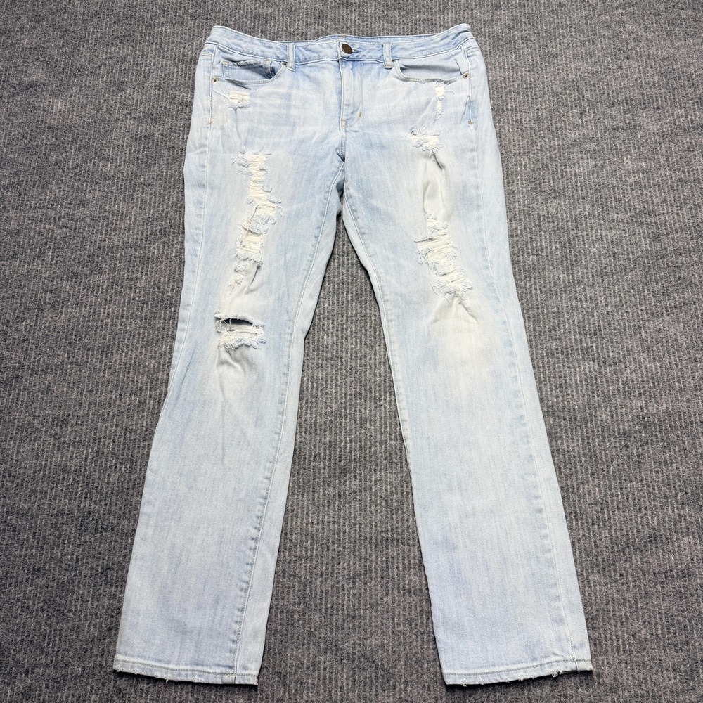 American Eagle Outfitters Skinny Jeans Womens 14 Light Wash Distressed Denim
